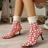 Fashion Brand Design Geometric Pattern Boots Women 2025 Autumn Sexy Pointed Toe High Heel Booties Fashion Breathable Elastic Socks Boots