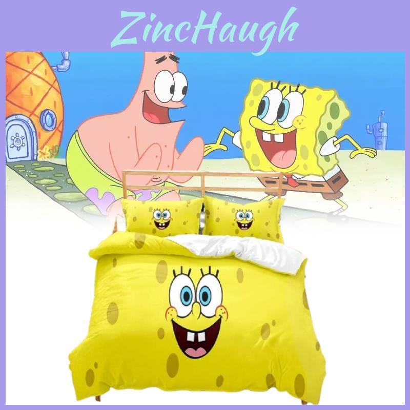 Spongebob Squarepants Duvet Cover And Pillowcase Set With Active Dyeing For Youth Bedroom