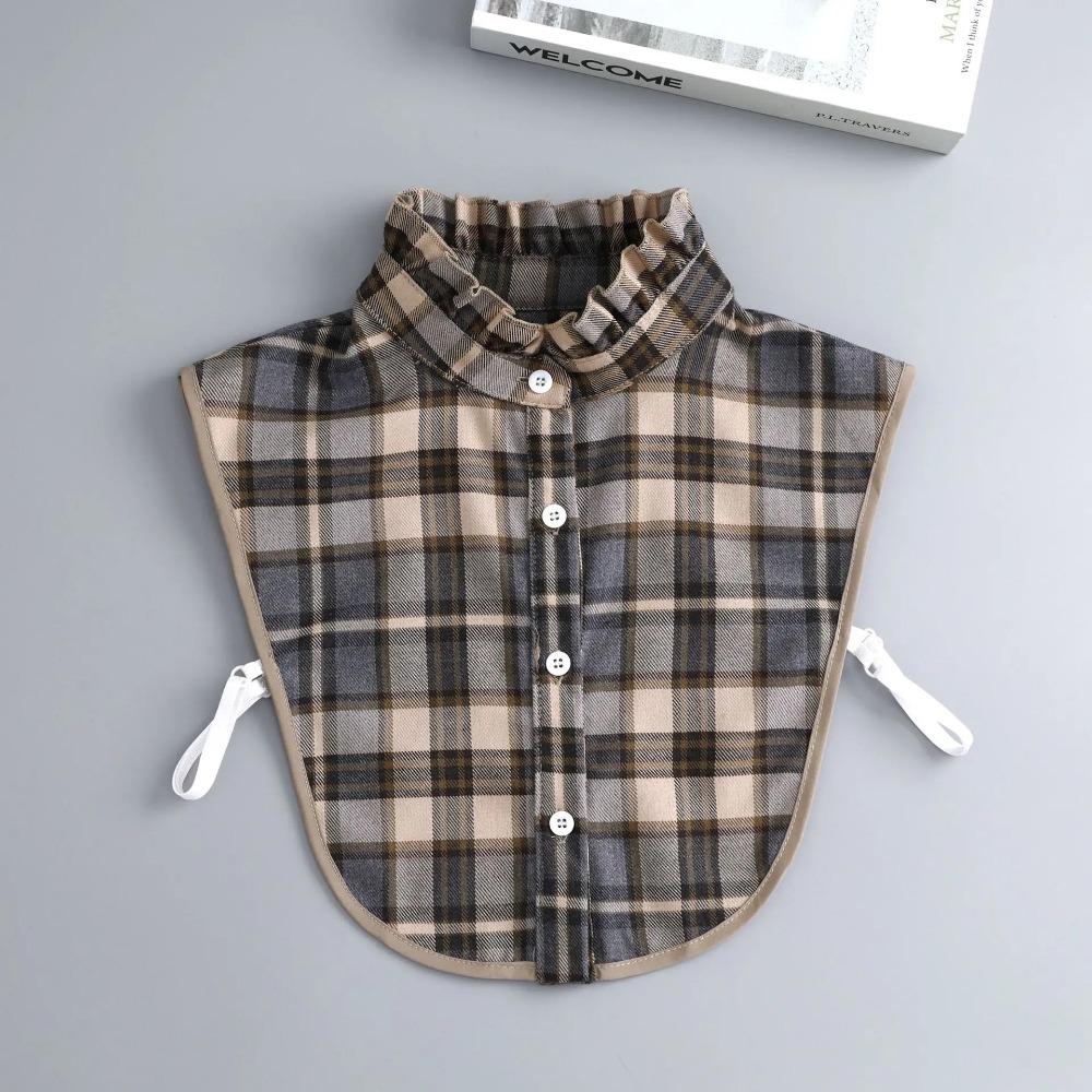 Women Detachable Plaid Shirt Design Fake Collar False Blouse Clothing Accessories