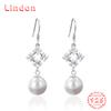 Линдон стерлингового серебра 925 пробы синтетический жемчуг серьги серьги-капли для женщин подарки на свадьбу