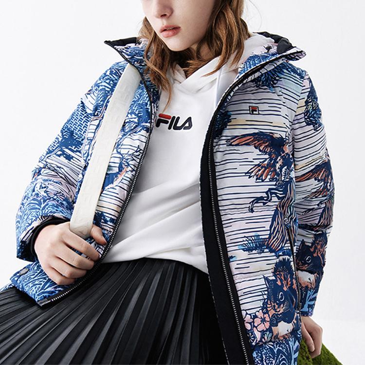 Fila Свободная короткая пуховая куртка с капюшоном женская верхняя одежда F11W048906F-BK