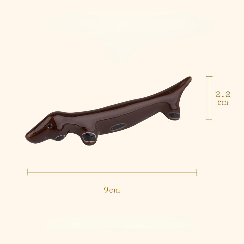 Creative Paint Brush Pen Holder Dachshund Shape Pen Shelf Display Stand Craft Ceramic Decoration Acrylic Painting Art Supplies
