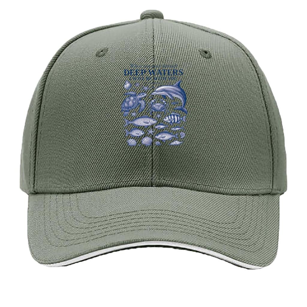 Deep Waters I Will Be With You Isaiah Ocean Sandwich Baseball Cap Sun Cap Outdoor Workouts Hat