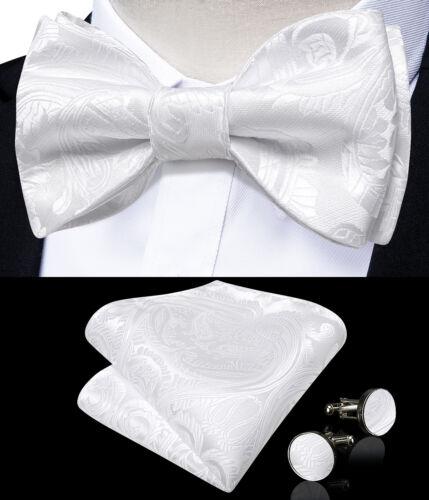 Мужской шелковый галстук-бабочка, синий регулируемый галстук-бабочка, набор запонок с цветочным принтом пейсли