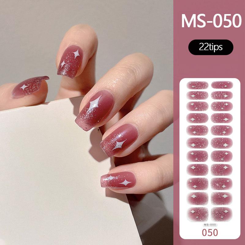 Milky Jelly White Full Cover Nail Stickers Fashion Gradient Adhesive Heart Nail Polish Wraps Women DIY Manicure