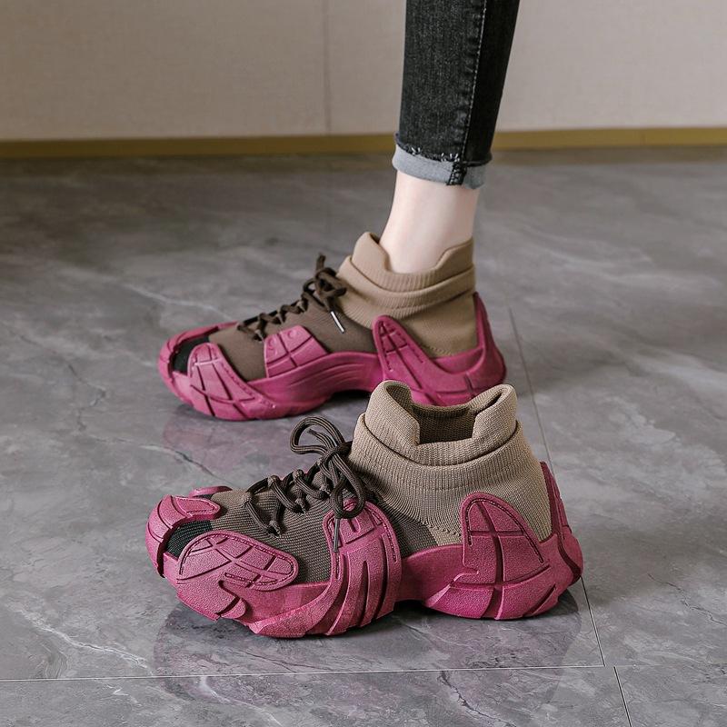 Обувь женская весенняя универсальная уродливая милая дофаминовая женская обувь обувь осьминог кокосовая обувь летающая тканая повседневная обувь платформа папины кроссовки
