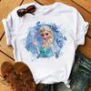 Women's Fashion Design Frozen Elsa Princess Fun Cartoon Anna Princess Pattern Summer T-Shirt Harajuku Street Casual Short Sleeve