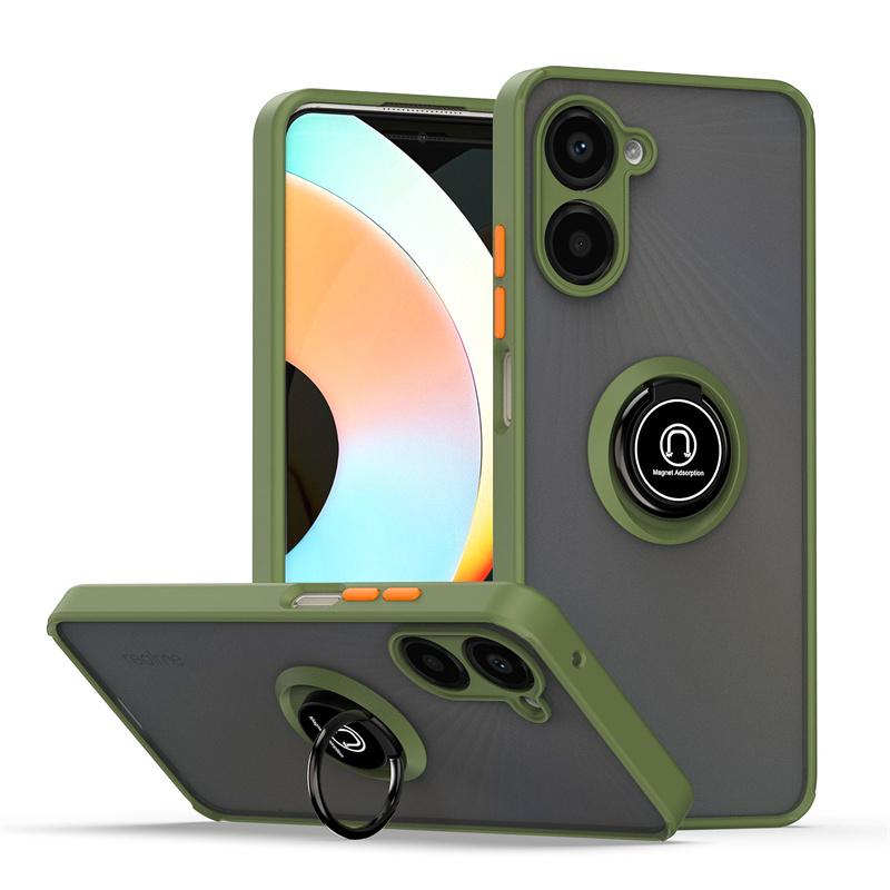 Ударопрочный Матовый Магнитный Чехол Для Realme 11 10 Pro Plus 9 8 7 Pro 5G 9i 8i C35 C33 C31 C30 C21Y C55 C53 С Кольцом-Подставкой Чехол Для Телефона