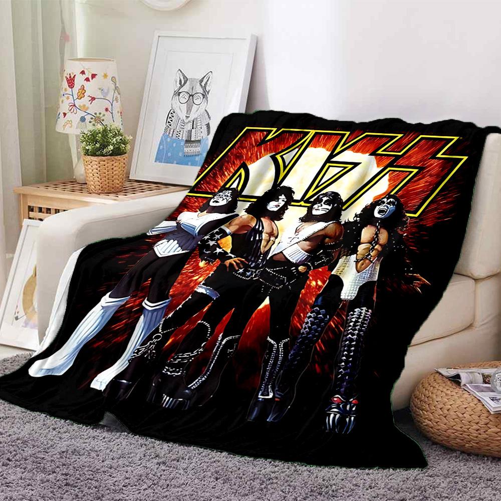 1pc KISS Band Soft Skin-Friendly Flannel Blanket with Digital Printing, Various Sizes Available for Family, Friends, Birthday