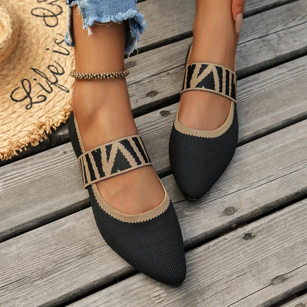 Fashion Women Flats Solid Color Black Mesh Breathable Casual Shoes Woman Slip On Shallow Comfort Foldable Flats Women Black Flat Shoes