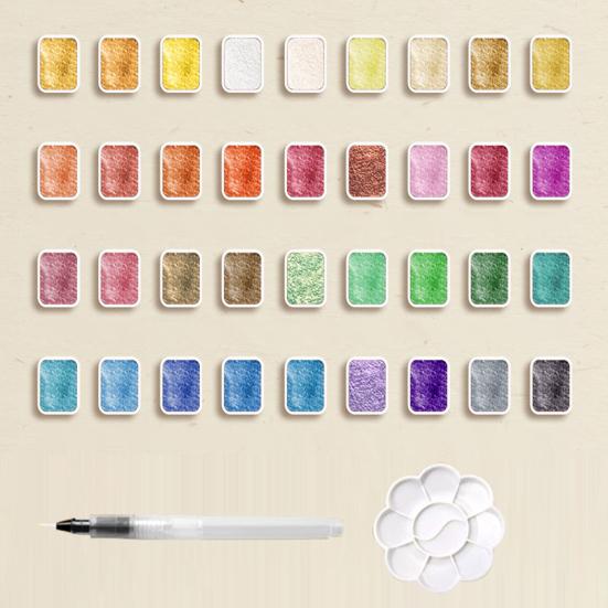 24/36/48/60 шт./набор акварельных красок, металлик, лесная палитра, портативная, блестящая, твердая