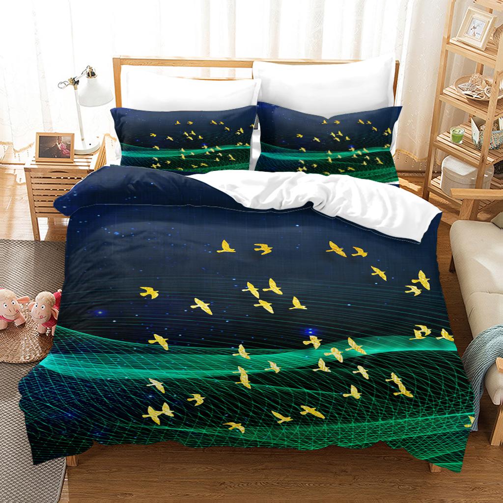 Quilt Collections 3D Animal Golden Bird 3Pieces Duvet Cover Comforter Cover Kids Quilt Cover Full Twin Size Children Bedroom Decoration