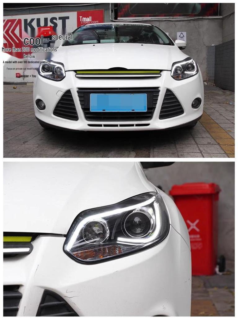 Светодиодная Дневная Ходовая Огни Би-Ксеноновая Проекторная Светодиодная Фара в Сборе для Ford Focus 12-14