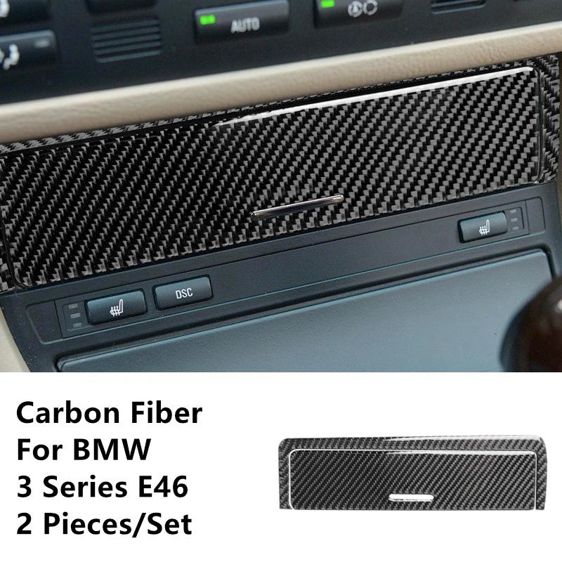 Carbon Fiber Stickers Car Gear Shift Panel Modification Cover Trim Strips For BMW 3 Series E46 98-04 Car Inner