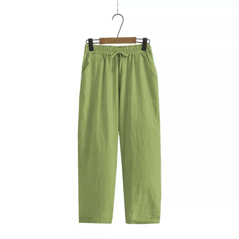 Женский костюм, пальто из хлопка и льна, брюки, свободные карманы, модный повседневный комплект из двух предметов