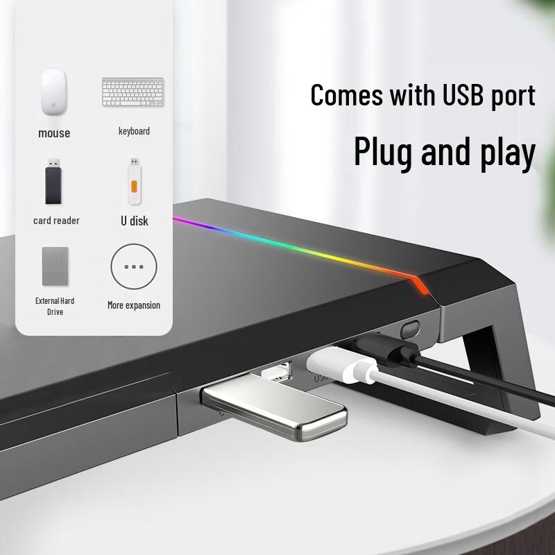 ICE COOREL Подставка-органайзер для монитора и ноутбука с USB-хабом и RGB-подсветкой