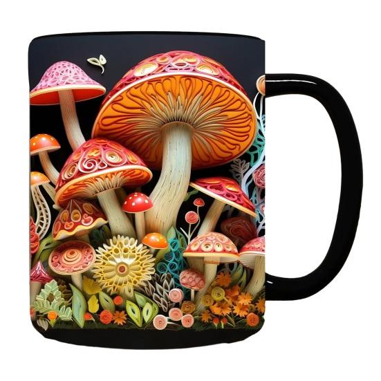 Гладкая кофейная кружка, 300 мл, 3D-грибной принт, термостойкая, цветостойкая, гладкая керамика, портативная, без запаха, пищевая, офисная, кухонная кружка