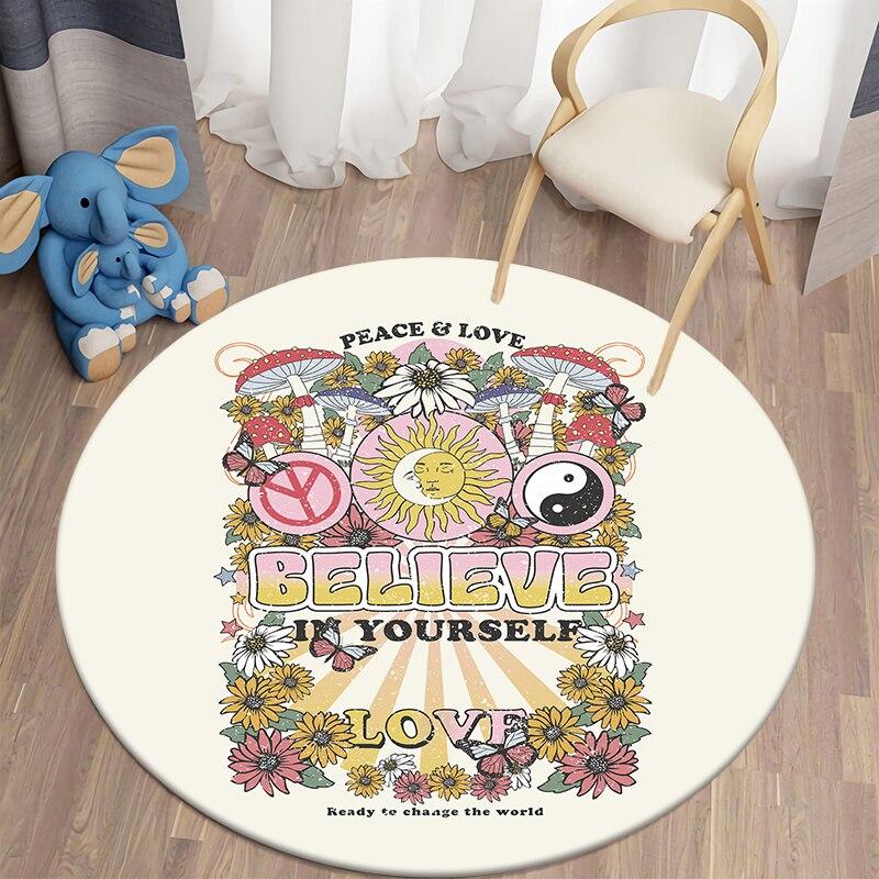 Черный кот Kawaii HD печатный круглый ковер для гостиной, коврики для кемпинга, пикника, фланелевый противоскользящий коврик, коврик для йоги, странные вещи