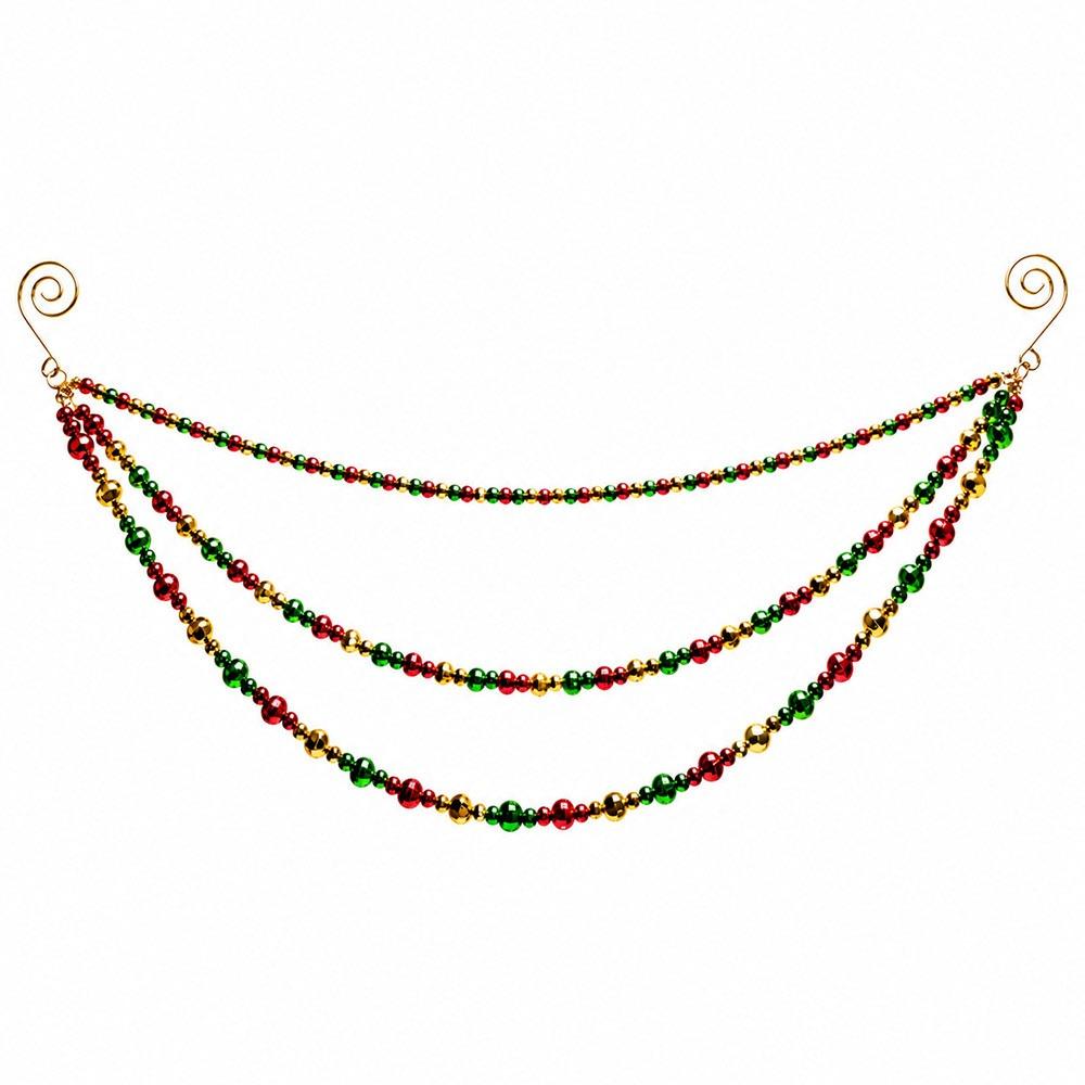 Multi Layer Christmas Beaded Hanging Shiny Finish Draped Structure Bead Chain Ornament Christmas Tree Decor