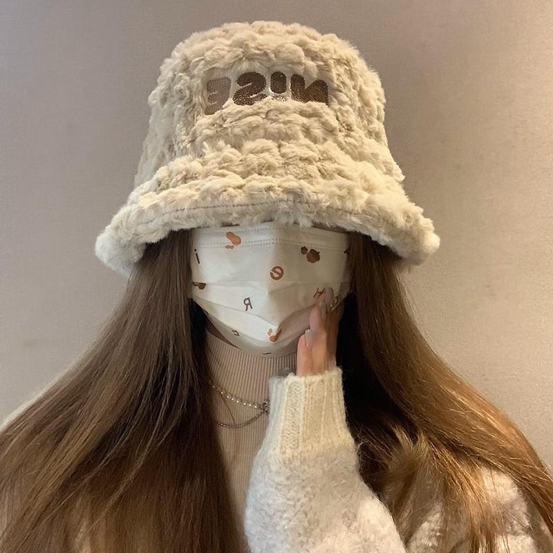 Новая шляпа женская осенне-зимняя плюшевая теплая плюшевая шляпа-ведро большой окружности головы показать шляпа-тазик