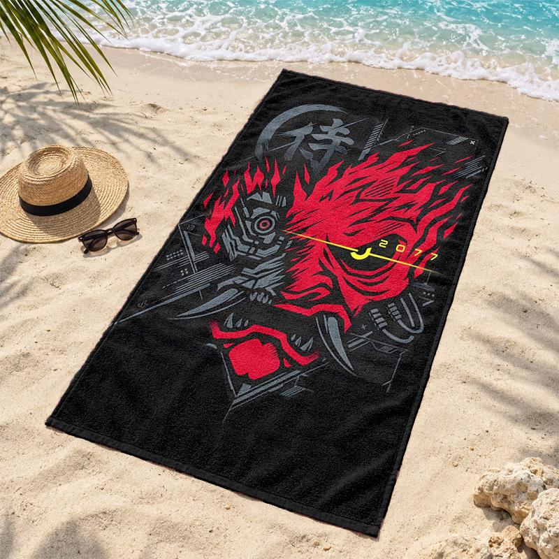 Cyberpunk 2077 Microfiber Beach Towel Quick Dry Sand Free Lightweight Beach Towels for Travel Swimming Camping