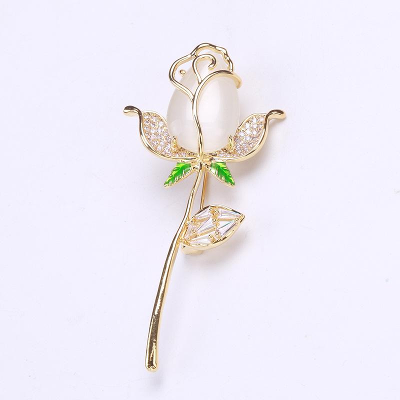 Blucome Gentle Rose Shape Brooch Female All-match Banquet Dress Corsage Accessories Elegant Pin Fashion Jewelry