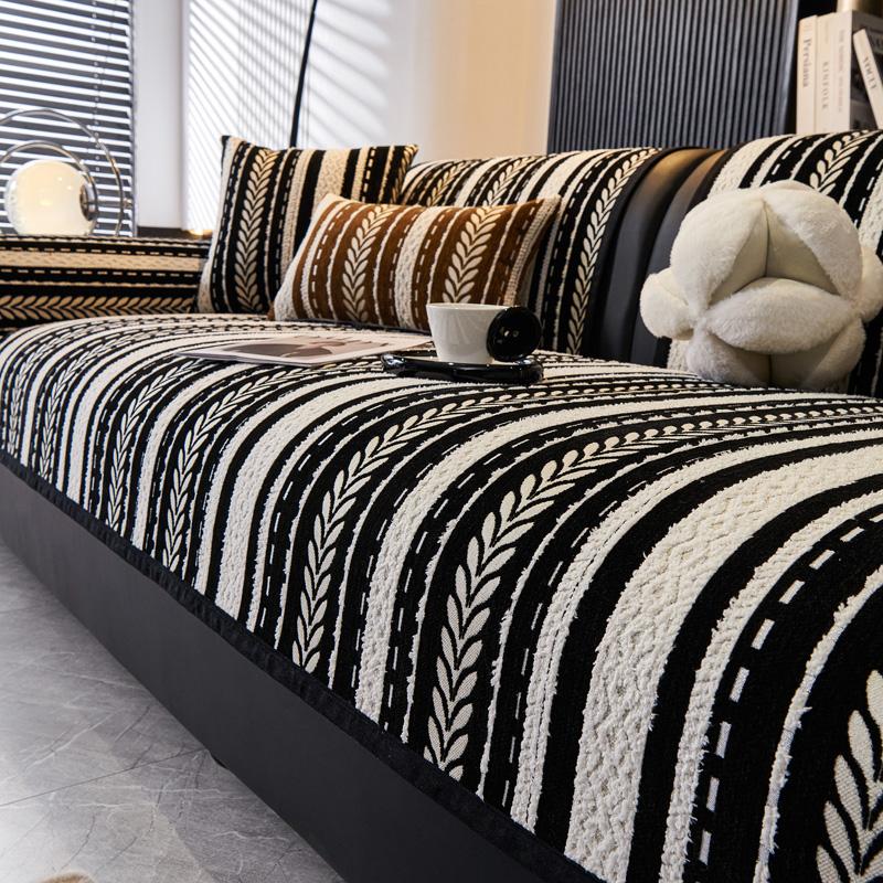 Чехлы для диванов Line Jacquard Chenille, роскошные нескользящие мягкие чехлы для диванов, полотенец, подушек, чехлы для гостиной, современный домашний декор