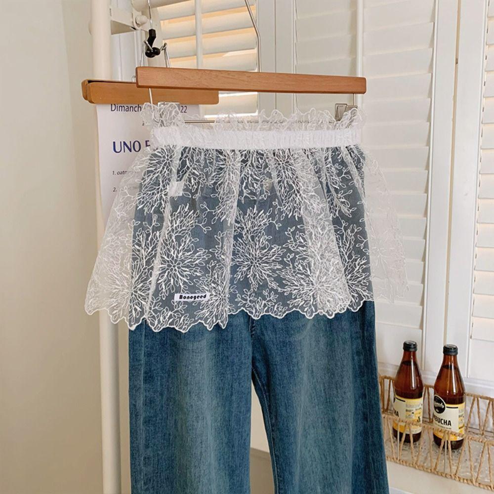 Balletcore Mini Lace Skirts Lace Up Butt Curtain Sweet White Lace Fart Curtain Girl