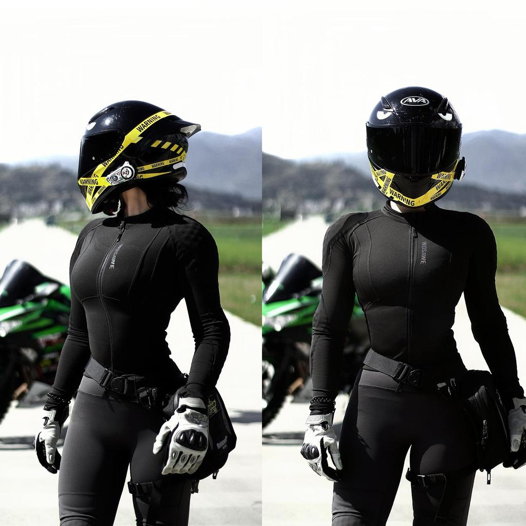 Wosawe Женская мотоциклетная одежда Облегающая Высокоэластичная Мотоциклетная Рубашка Брюки Защитный Костюм с Мягкой Защитой Всего Тела