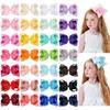 RAINBOW BOWS 6inch Ribbon Hair Bows Hair Clips Set 15Pcs/lot  Solid Color Cheer Bowknot Hair Bangs Barrette for Girls