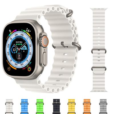 Ремешок YurKem Ocean для Apple, часы 49 мм, 45 мм, 44 мм, 40 мм, 41 мм, 42 мм, 38 мм, силиконовый ремешок iWatch Ultra series 8, 7, 6, 5, 4, 3 SE
