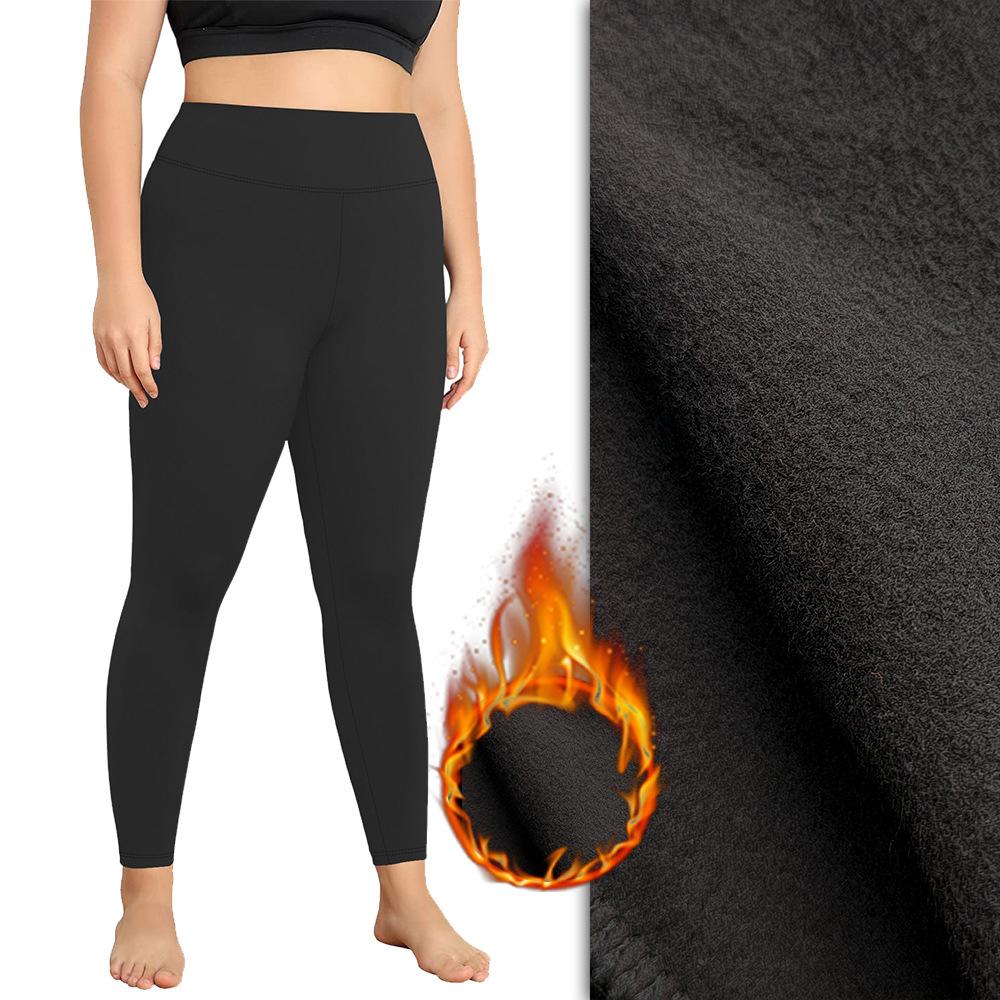 Флисовые Зимние Йога-Штаны Большого Размера с Флисовой Подкладкой, с Высокой Посадкой и Контролем Живота 1XL-5XL Зимние Йога-Штаны