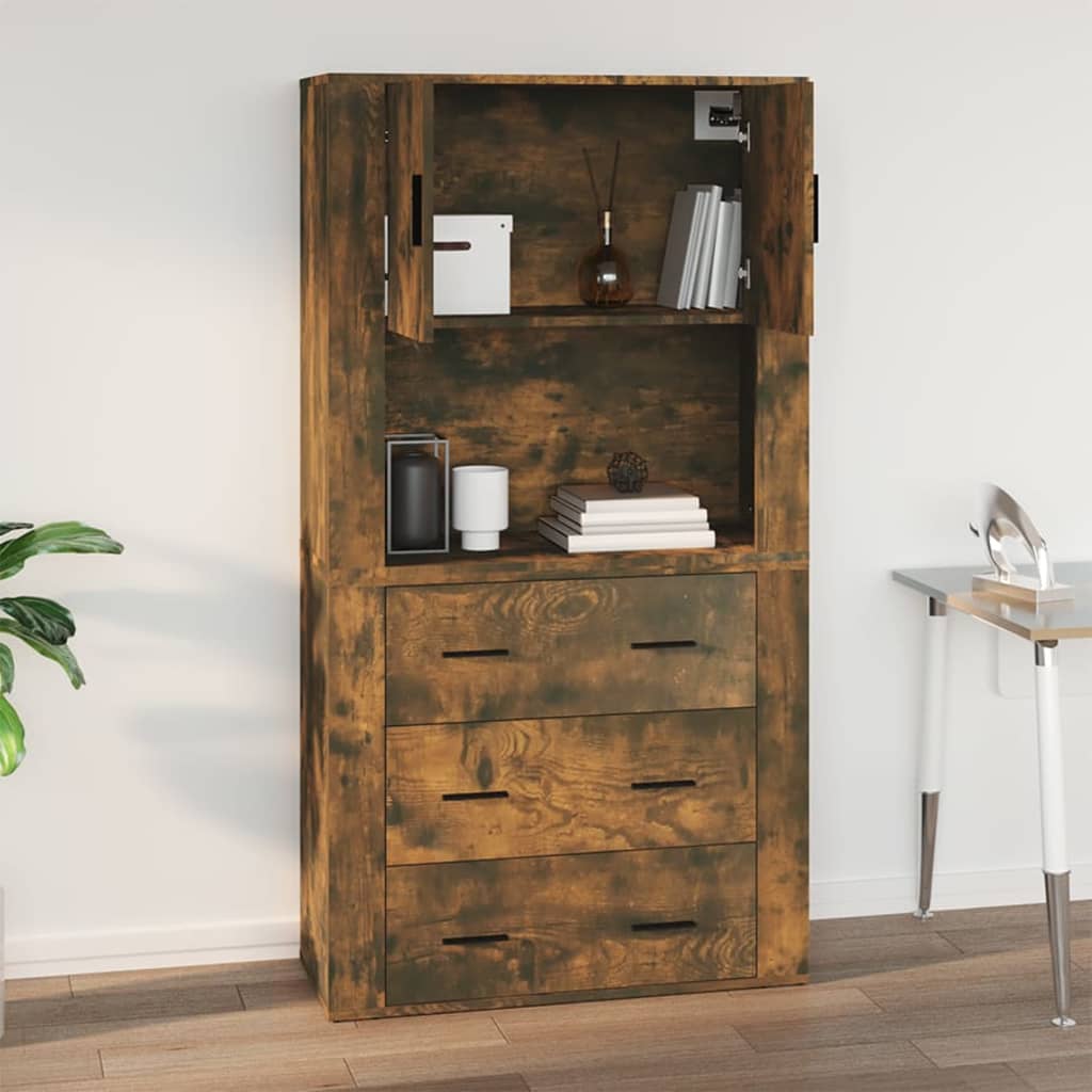 Wall Mounted Cabinet in Smoked Oak Finish 80 x 33 x 80 cm Engineered Wood