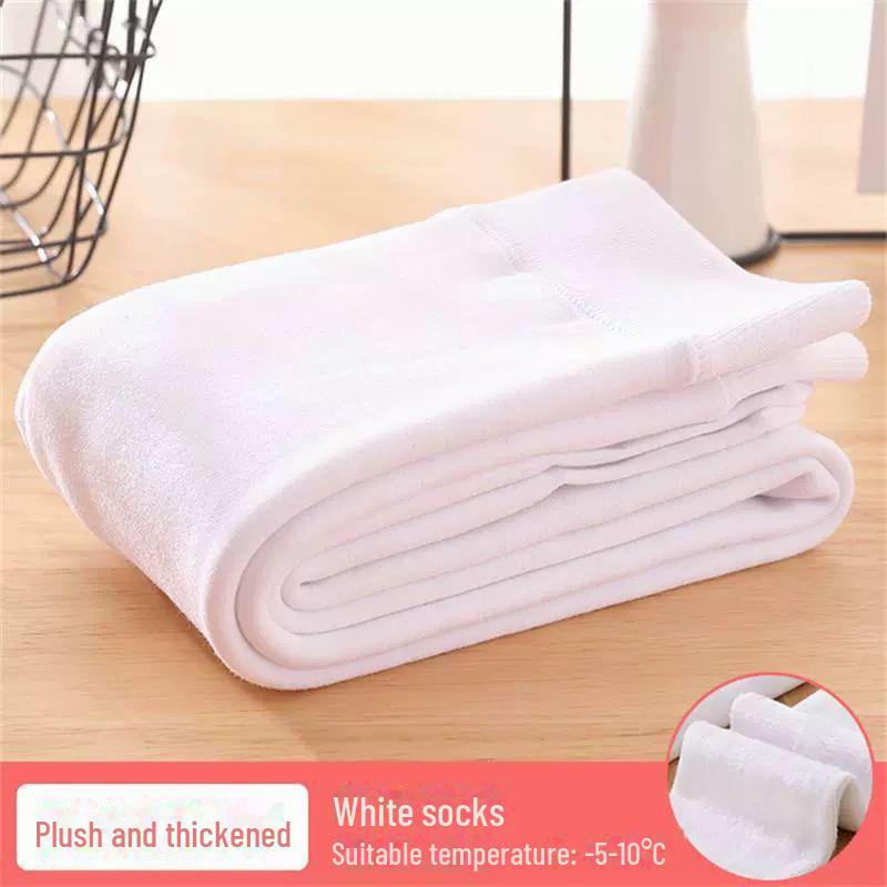 Girls' Velvet Thickened Winter Leggings – White Dance Pantyhose and Outerwear for Kids