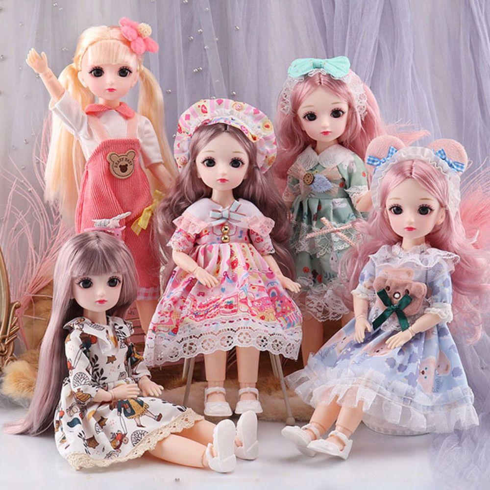 30cm BJD Doll 23 Moveable Joints Attractive Eyes Dress Up Anime Long Hair Toy