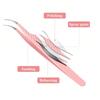 1 шт. Пинцет для ресниц для наращивания Розовый из нержавеющей стали Сверхтвердый пинцет с волоконными кончиками Высокоточный антистатический пинцет