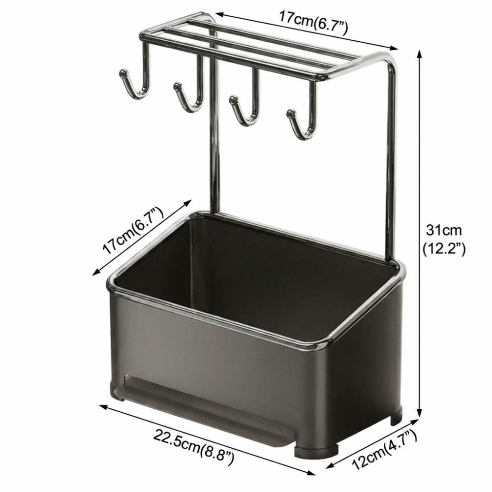 Gunmetal Gray Sponge Drainage Rack Drainage Base Storage Organizer Rack Countertop