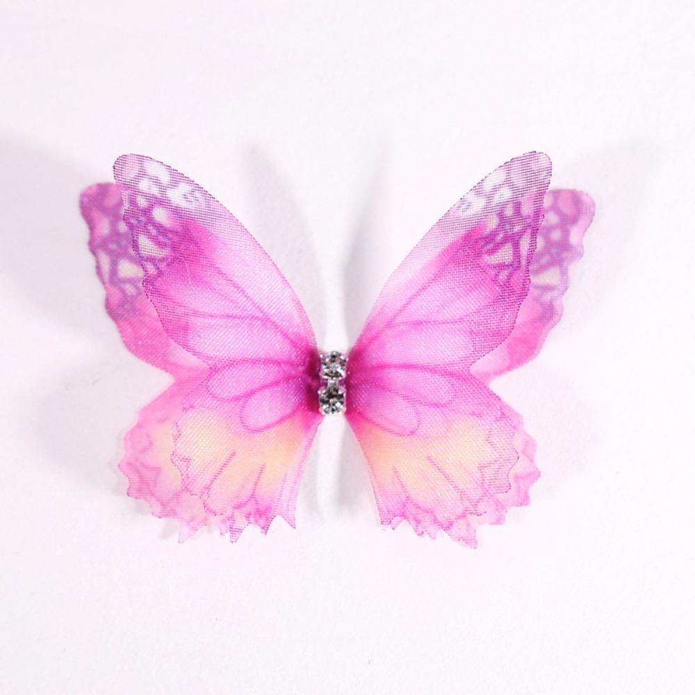 50 шт. двухслойные шифоновые вышитые бабочки-нашивки свадебные аксессуары для волос