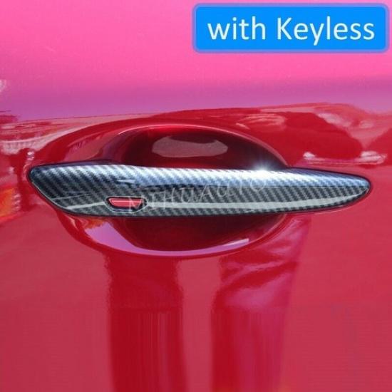 Carbon Fiber Car Door Handle Cover Trims w/ Keyless For -2024 Mazda 3 CX-30