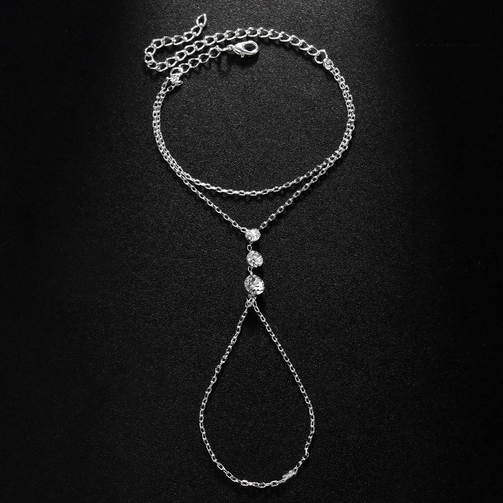 Hand Chain Ring Bracelet for Women Girls 14k Gold Plated Dainty Finger Dainty Slave Bracelets Cubic Zircon Jewelry Gifts