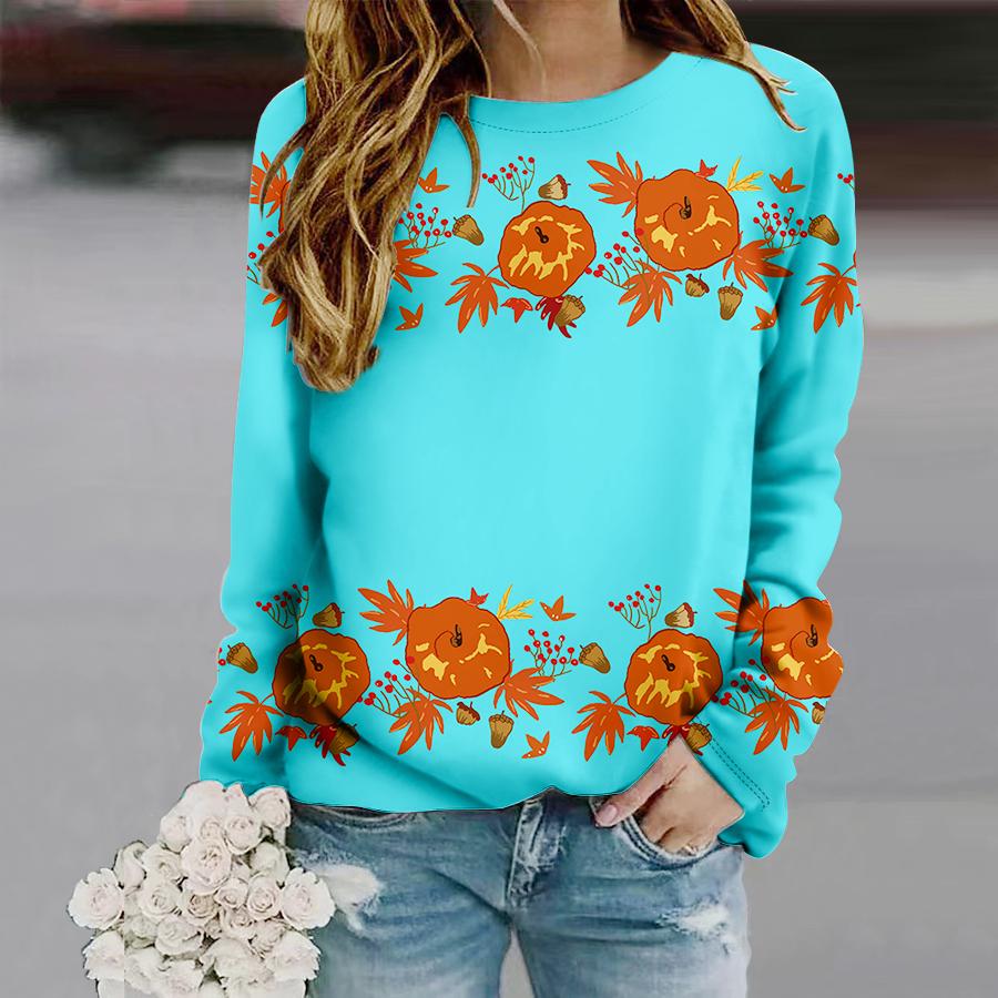 Топы для женщин с принтом оранжевого кленового листа, круглым вырезом и длинным рукавом, футболка, осенний повседневный тонкий пуловер, женский топ с длинным рукавом