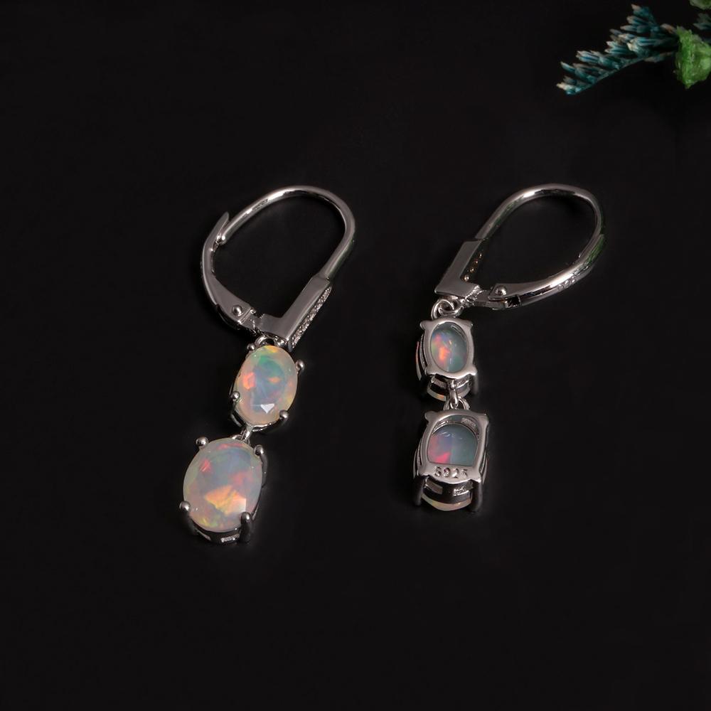 Серебряный S925, великолепный и красочный, октябрьский камень, кольцо, серьги, натуральный опал, комплект ювелирных изделий, изысканные украшения для женщин, банкетный наряд