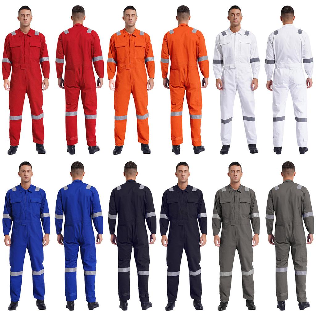 Mens Unisex Cotton Work Overalls One-piece Jumpsuit Dustproof Workshop Uniforms Dungarees Multi-pocket Coveralls Work Wear