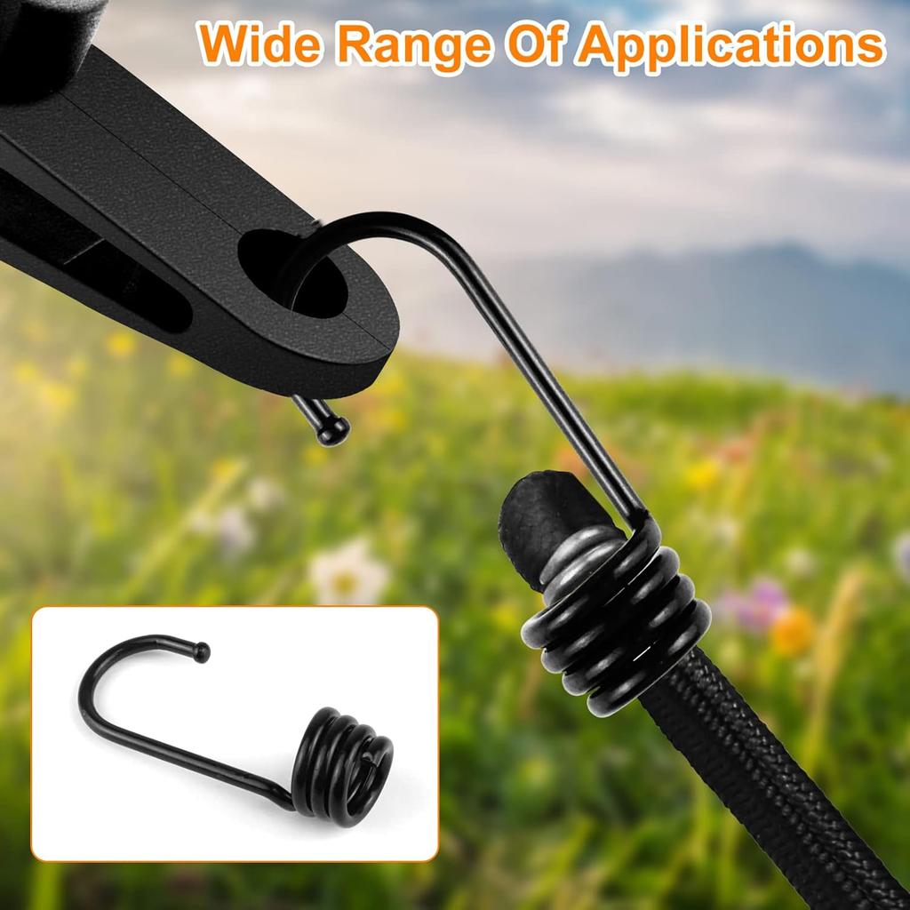 3/8 inch Plastic-Coated Bungee Shock Cord Hook, 30 PCs Plastic Coated Bungee Cord Hooks Spiral Bungee Hooks Wire Hooks End for Elastic Rope Strapping