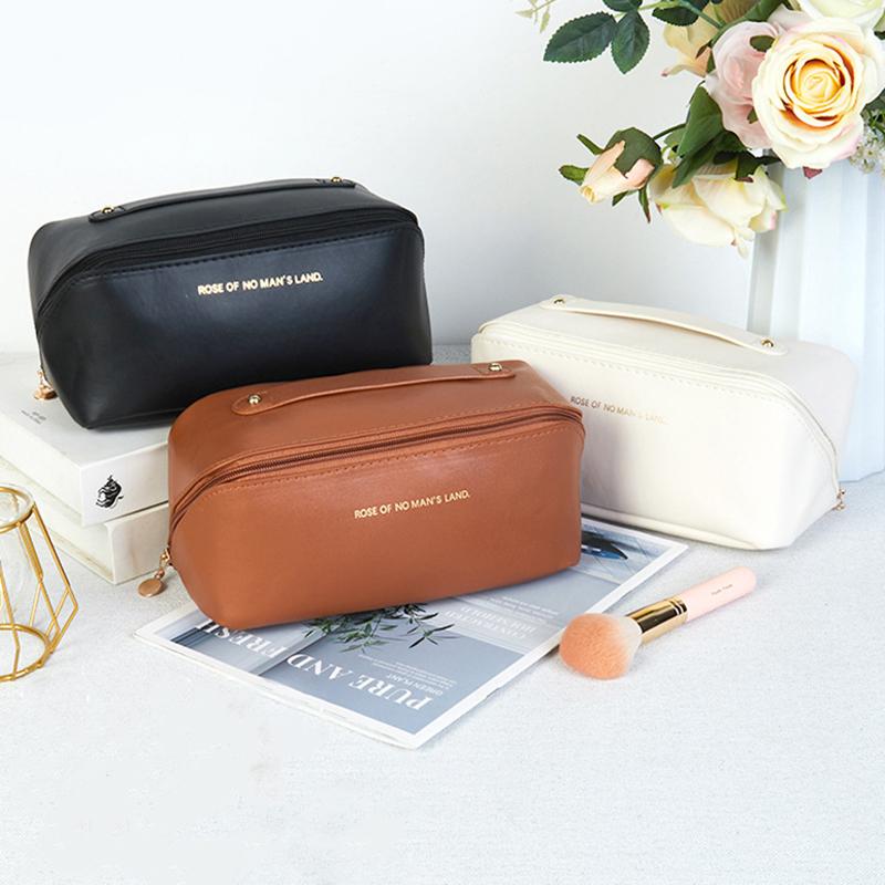 Большая вместительная дорожная косметичка, портативная косметичка из искусственной кожи, женская водонепроницаемая косметичка для ванной комнаты, многофункциональная косметичка