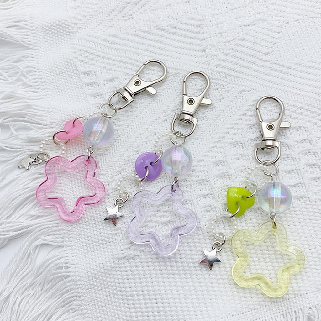 Colorful Star Shaped Keychain Five-Pointed Star Keyring Bag Charm Detachable Phone Charm Pendant for Fashion Enthusiasts