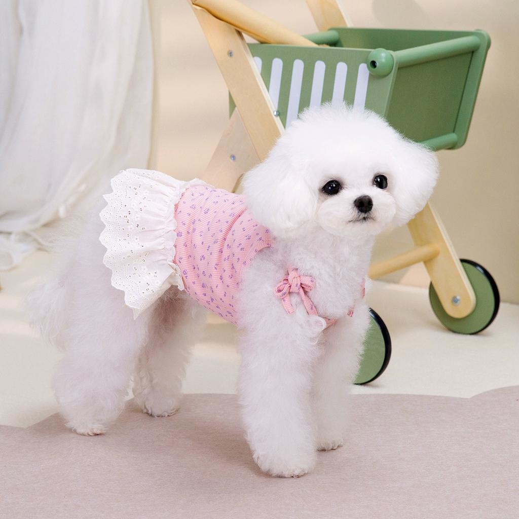 Pet Clothes Spring and Summer New Suspender Princess Dress Tulip Suspender Teddy Dog Small Fresh Floral Pit Strip Skirt
