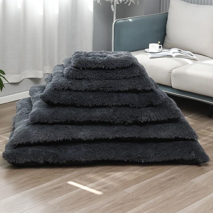 Nordic Pink Solid Faux Fur 110*75cm Large Jumbo Foldable Dog Bed Classic Rectangular Pet Cat Cushion Direct Manufacturer