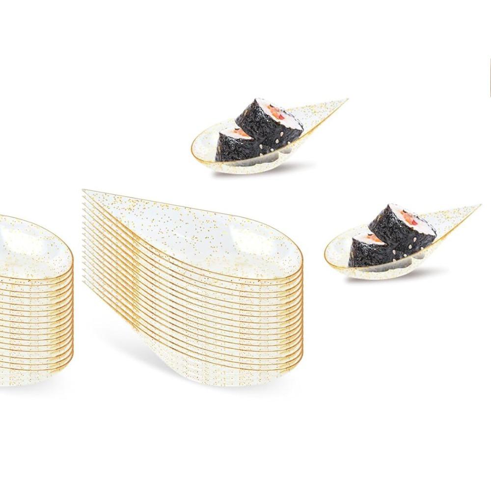 50Pcs Tear Drop Tasting Spoons Plates Reusable Ice Cream Cup for Catering Party Supplies