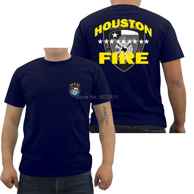 Summer Fashion Hot Sale Unisex Cotton T Shirt Hfd Houston Fire Dept Fighter Design T Shirt Cool Tees Tops Clothes Streetwear
